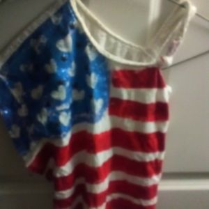 Justice, Size 6, Red/White/Blue, Off The Shoulder Kids Tank Top